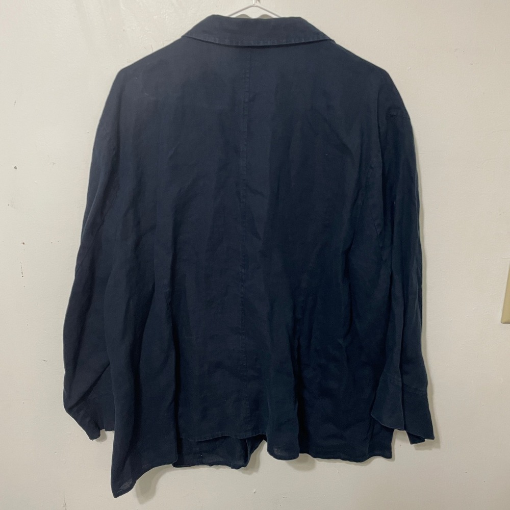Talbots Woman Irish Linen‎ Navy Blue Button Front Blazer Jacket Plus Size 24W - Picture 6 of 6